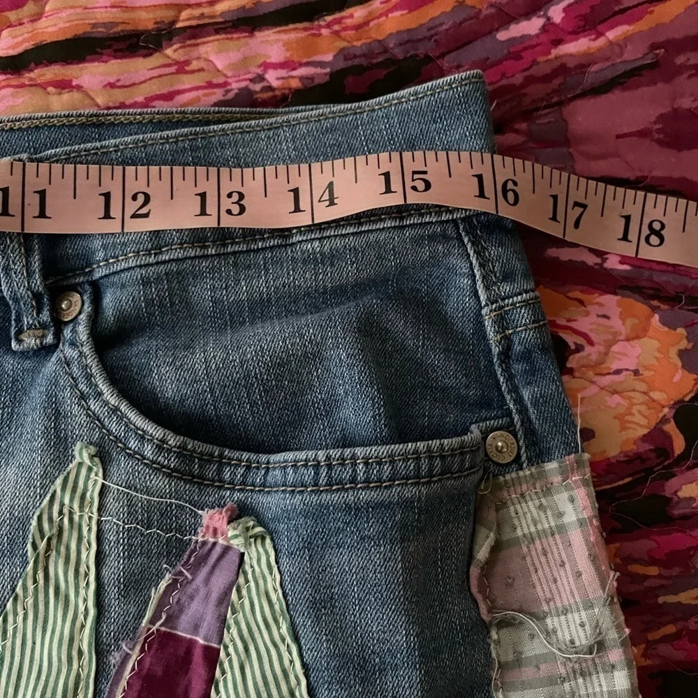 Upcycled Reworked Patchwork Denim Shorts Size 12 - Picture 14 of 14